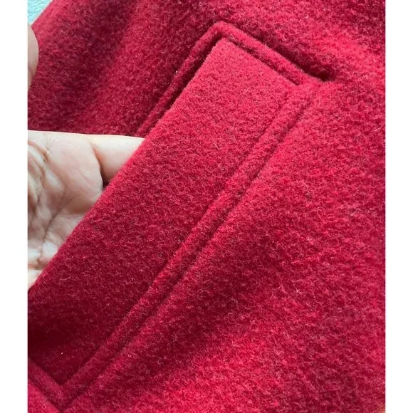 Woolrich Womens Sz Medium Pea coat Wool blend Ruby Red Double breasted - Picture 9 of 11